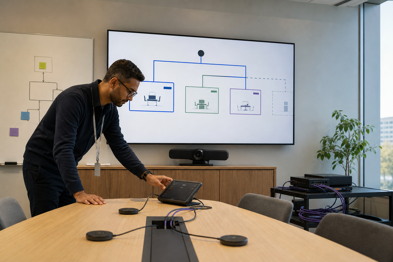 Editorial visual for Teams Rooms room design is becoming a workflow, not a blank slate